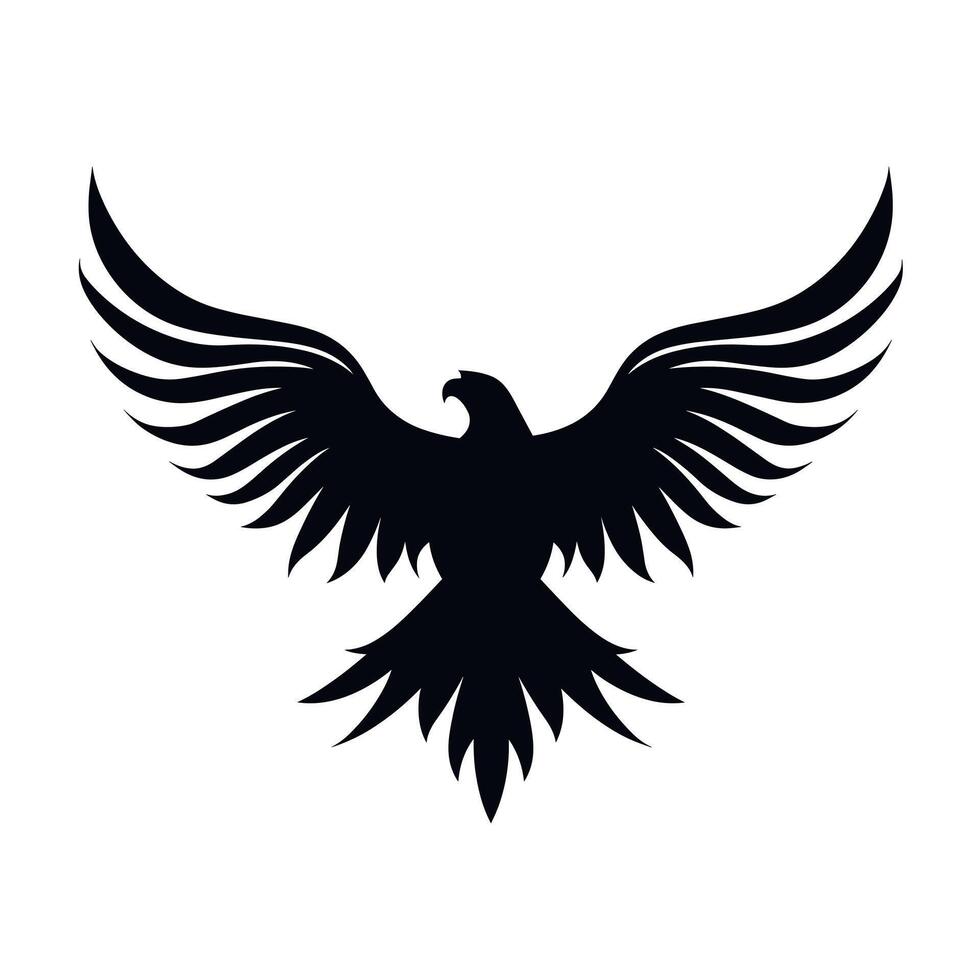 Black silhouette of a majestic eagle with spread wings in an elegant design vector