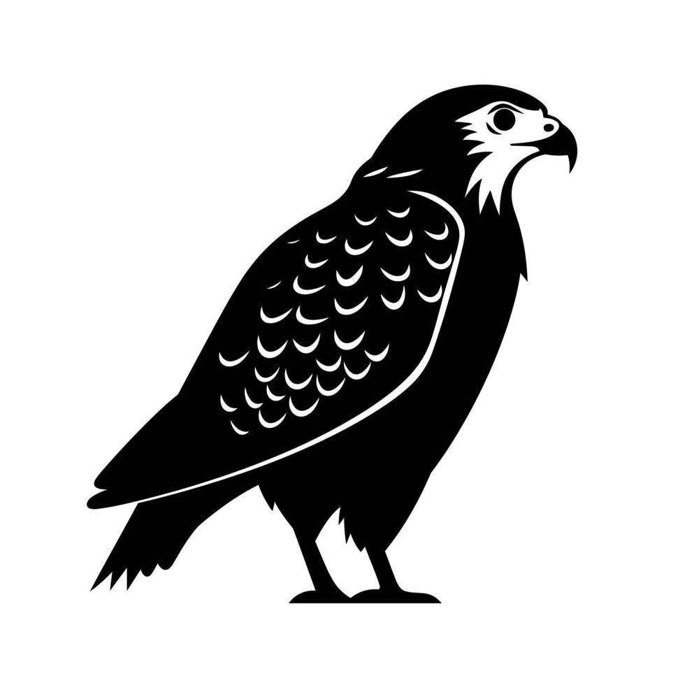 Elegant silhouette of a falcon perched gracefully on its feet in a minimalist design vector