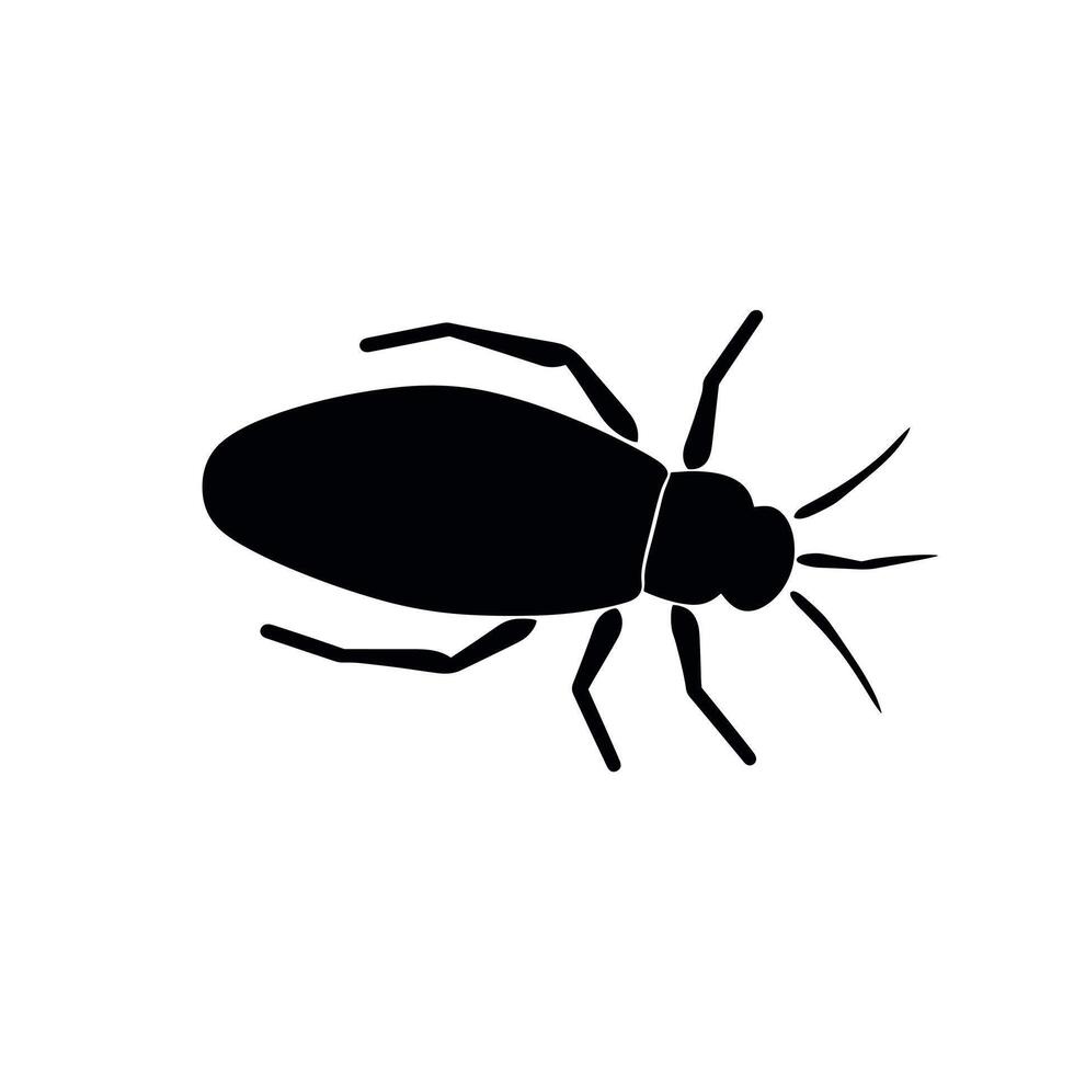 Black silhouette of a bug with detailed body structure viewed from above vector