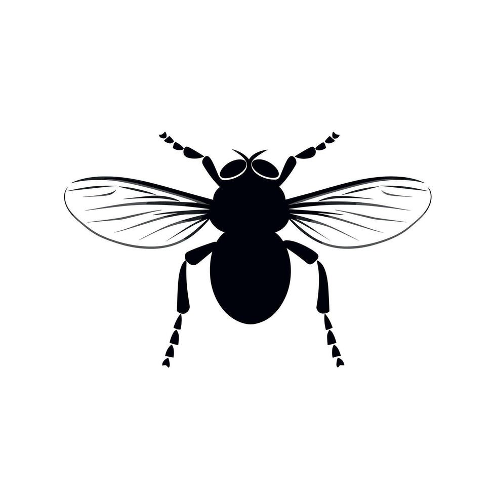 Detailed representation of a black flying insect with prominent wings and features vector