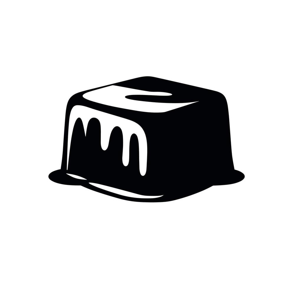 Black and white illustration of a melting dessert on a plain background vector