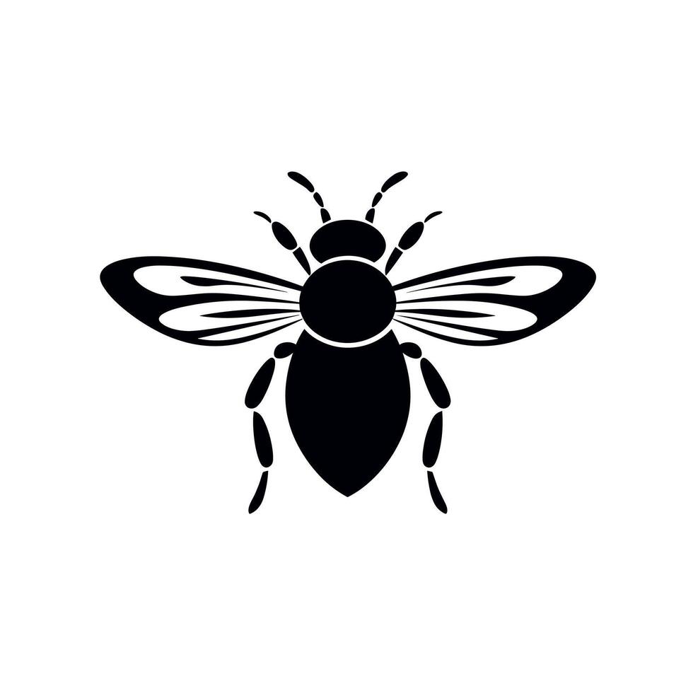 Detailed depiction of a black and white bee illustrating its distinct features in a minimalist style vector