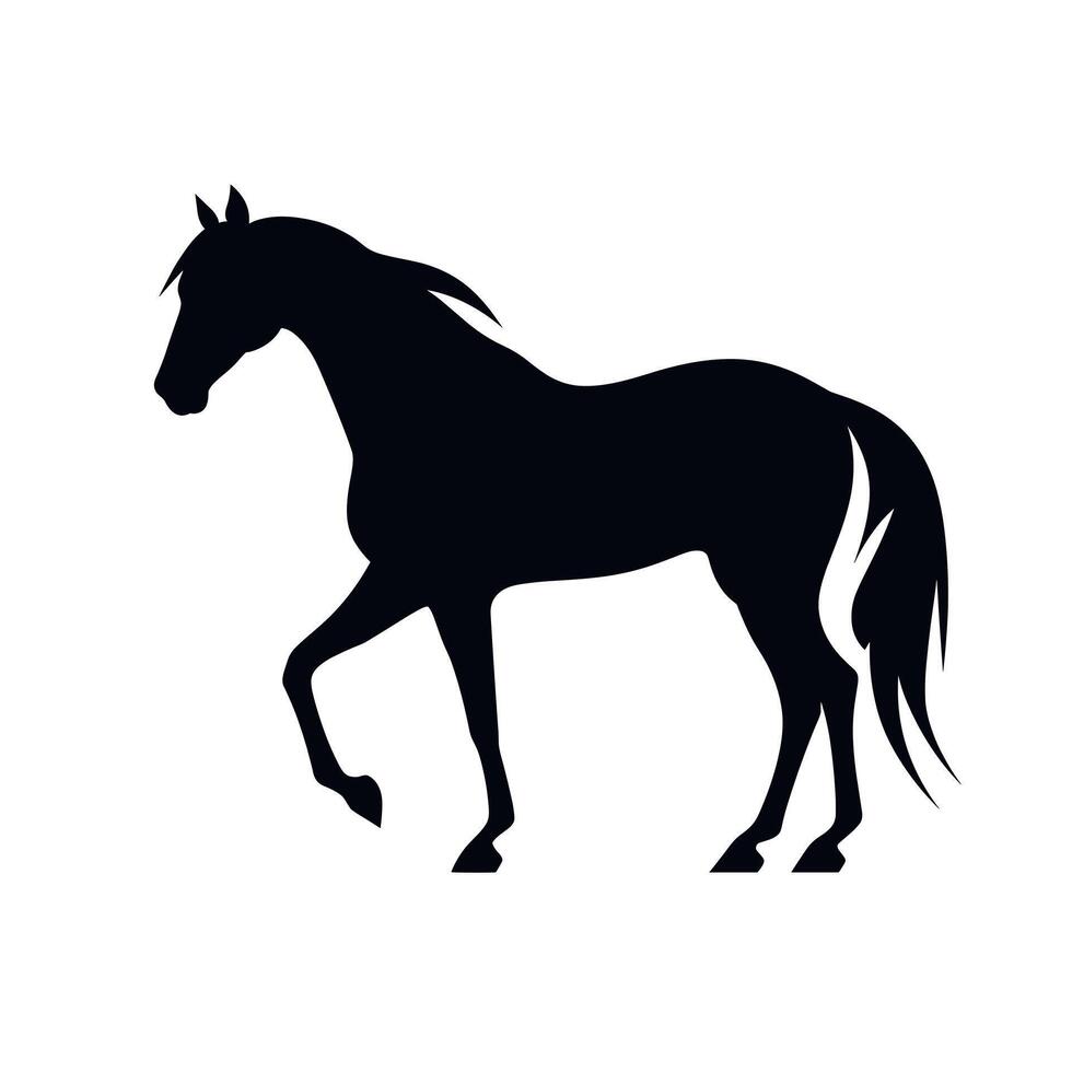 Silhouette of a horse walking gracefully across an open space in a minimalist style vector