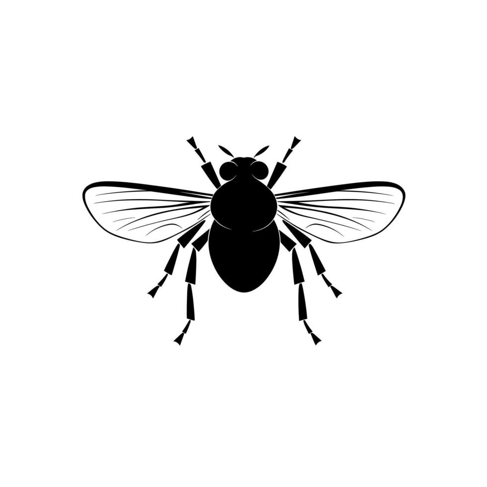 Black silhouette of a bee against a light background illustrating nature's pollinator vector