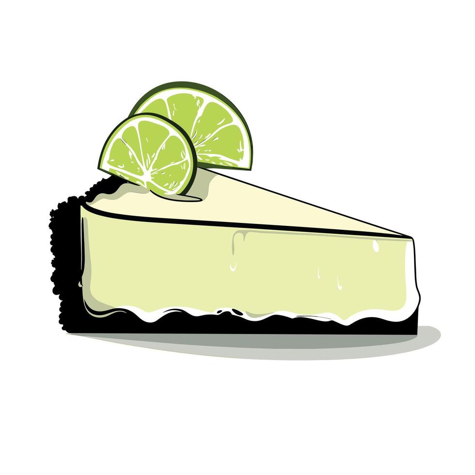 Delicious lime cheesecake slice served with fresh lime garnishes vector