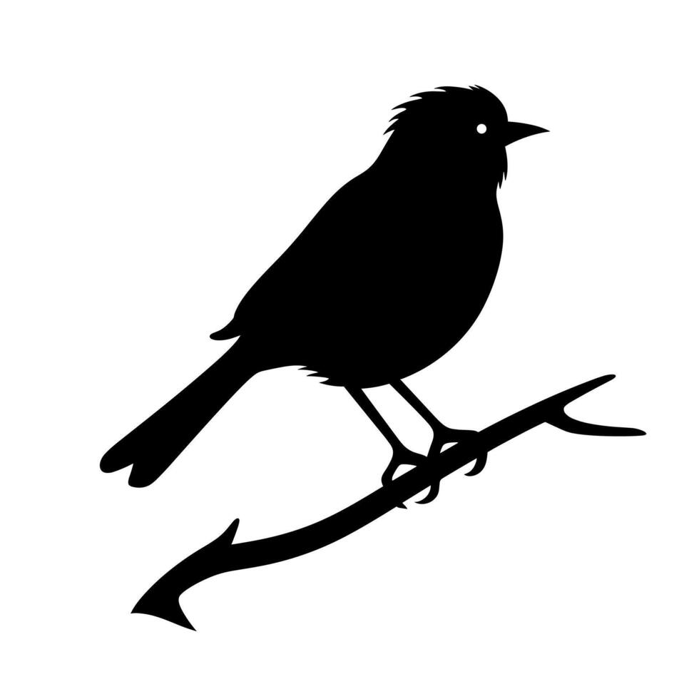 Bird perched on a branch in a minimalist silhouette design vector