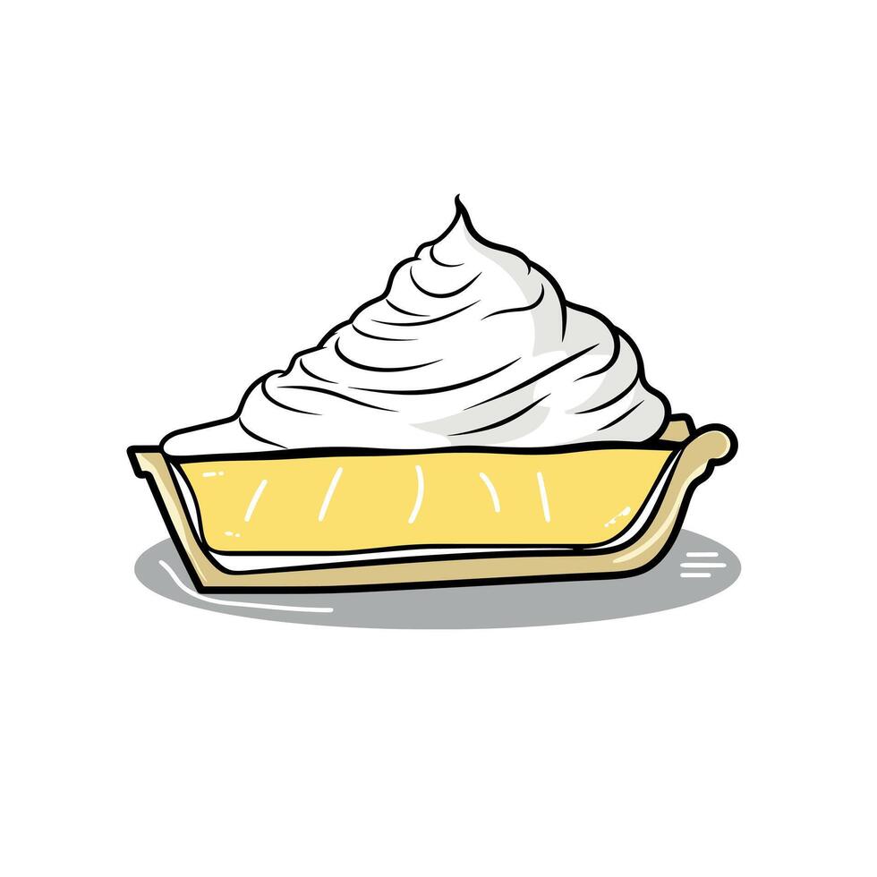 Delicious lemon meringue pie served with fluffy whipped cream on top vector