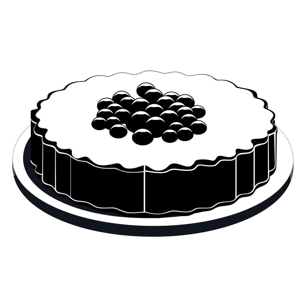 Elegant black and white dessert featuring round toppings on a textured crust vector