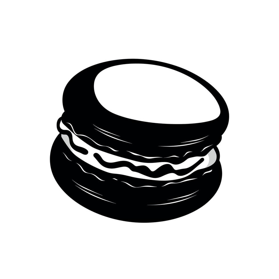 Delicious black and white macaroon with creamy filling designed as a sweet treat vector