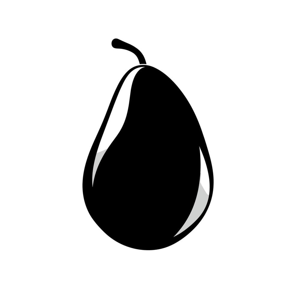 Black silhouette of a pear fruit with glossy reflection on a white background vector