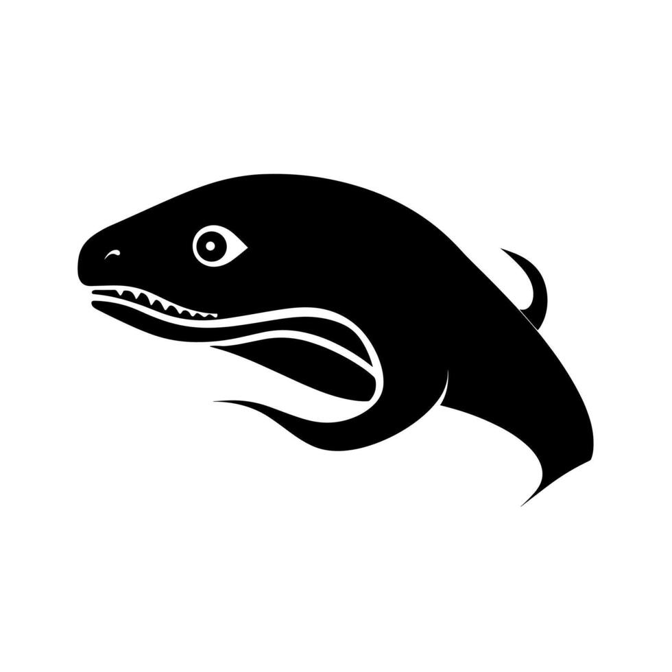 Black silhouette of an ancient fish design inspired by prehistoric sea creatures vector