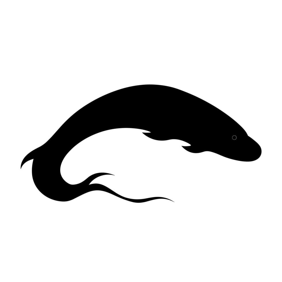 Silhouette of an eel swimming gracefully in the water vector