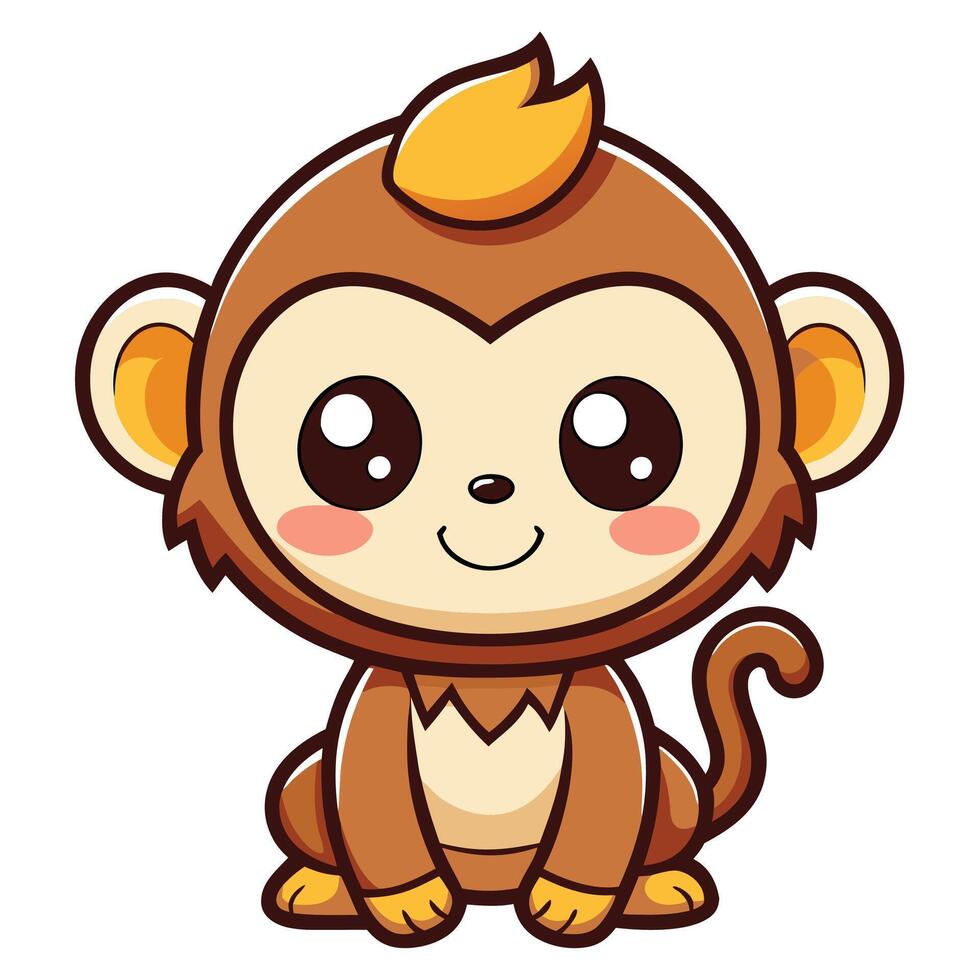 cartoon monkey with big eyes and a smile vector
