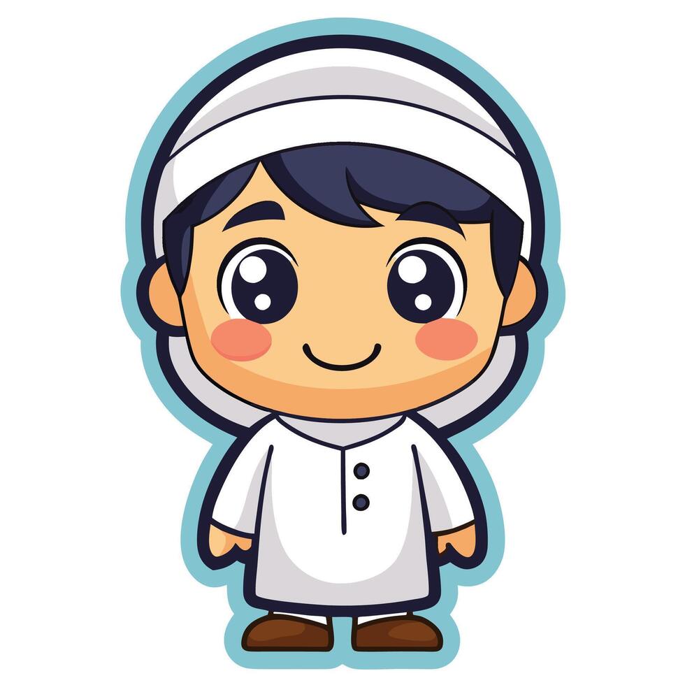 a cartoon boy wearing a traditional arabian outfit vector
