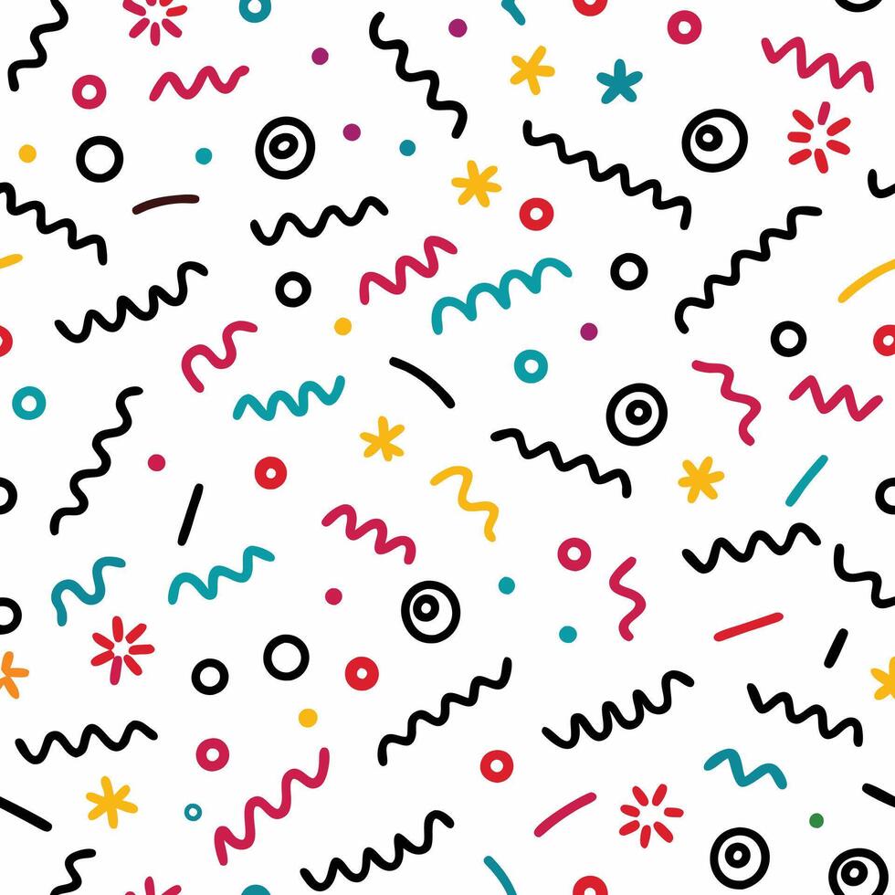 seamless pattern with colorful shapes and lines vector
