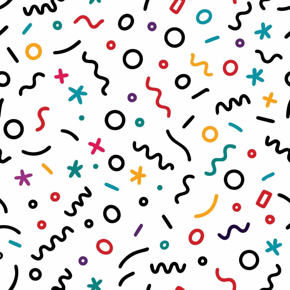 seamless pattern with colorful shapes and lines vector