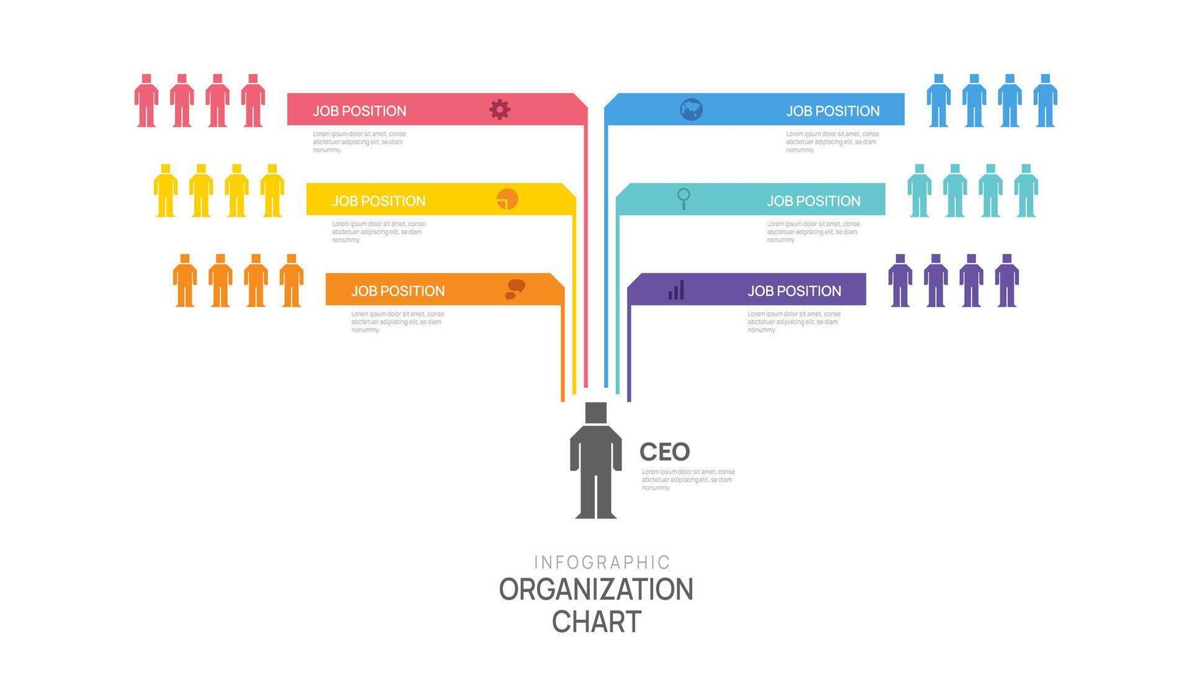 organization chart Infographic template with business avatar icons. illustration. vector