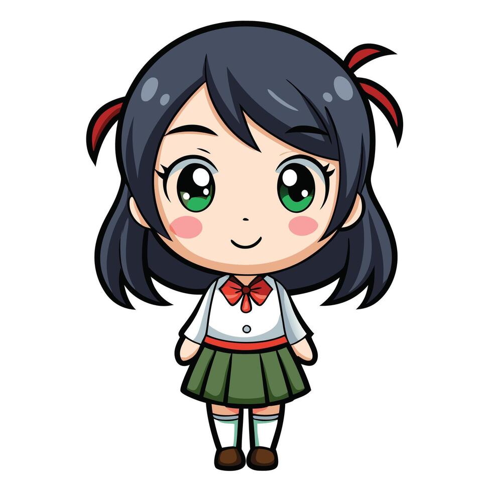 a cartoon girl in school uniform vector