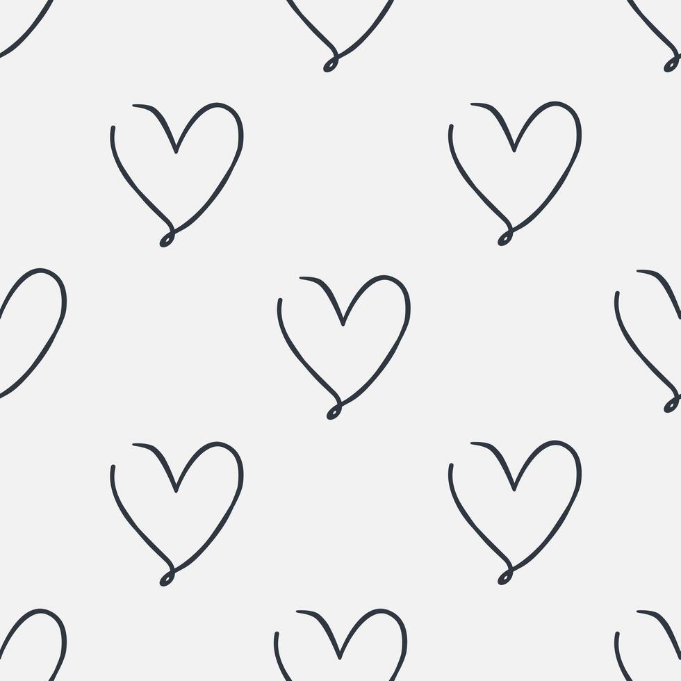 Seamless Pattern with Simple Hand Drawn Hearts vector