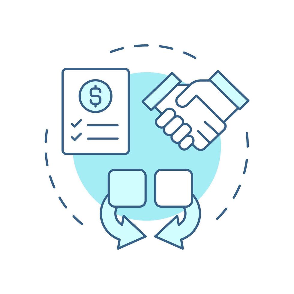 Financial consolidation soft blue concept icon. Regulatory compliance, partnership. Round shape line illustration. Abstract idea. Graphic design. Easy to use in infographic, presentation vector