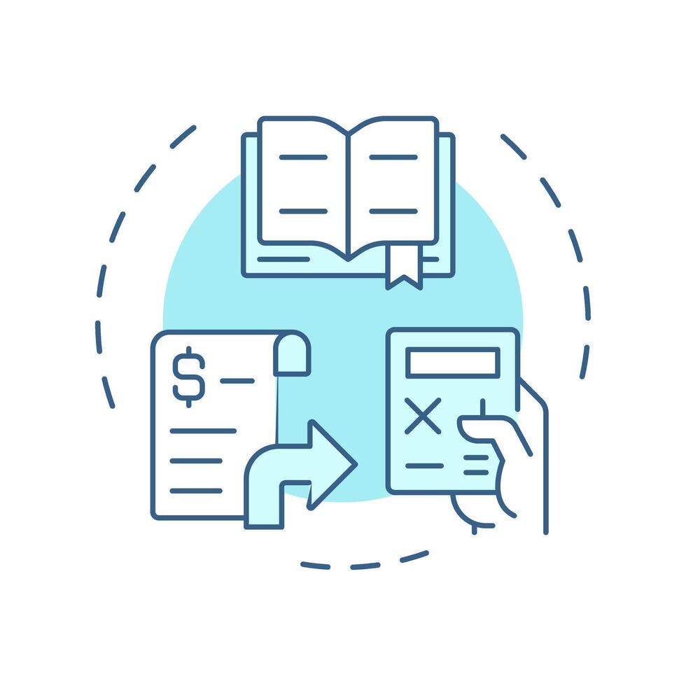 General ledger soft blue concept icon. Banking statement, calculation. Business, accounting. Round shape line illustration. Abstract idea. Graphic design. Easy to use in infographic, presentation vector