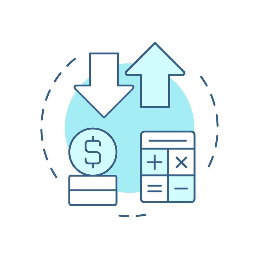 Accruals for expenses and revenue soft blue concept icon. Accounting calculation. Round shape line illustration. Abstract idea. Graphic design. Easy to use in infographic, presentation vector