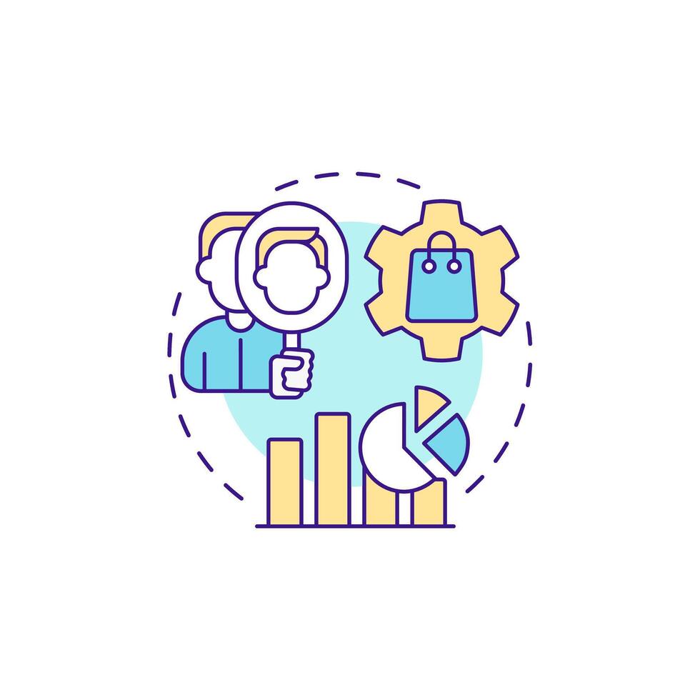Mystery shoppers multi color concept icon. Customer service, shopping. Statistics, commerce. Round shape line illustration. Abstract idea. Graphic design. Easy to use in infographic, presentation vector