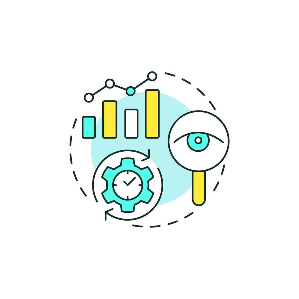 Secondary research multi color concept icon. Statistical metrics. Monitoring, control. Round shape line illustration. Abstract idea. Graphic design. Easy to use in infographic, presentation vector