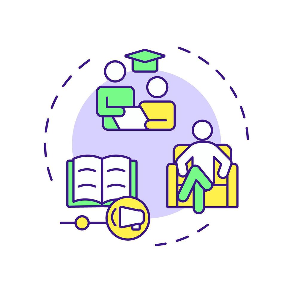 Providing special education multi color concept icon. Opportunities for students with needs. Iep process. Round shape line illustration. Abstract idea. Graphic design. Easy to use in article vector