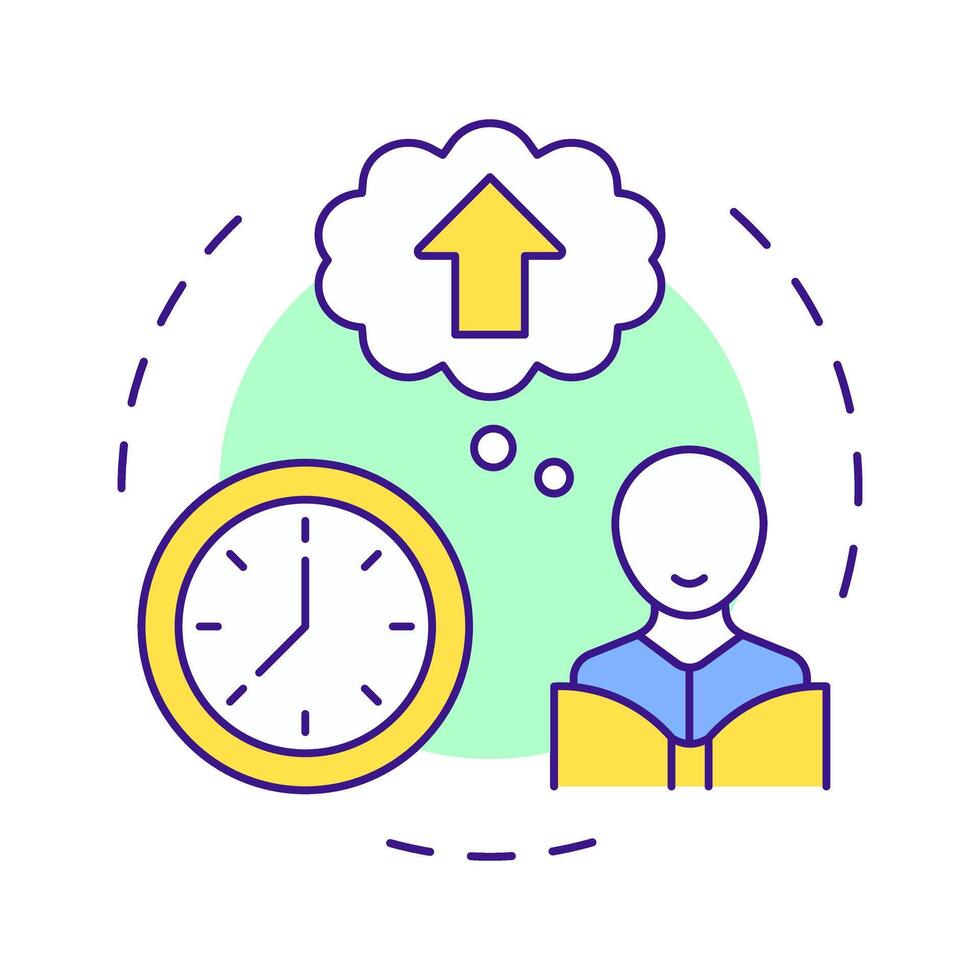 Time to think multi color concept icon. Offering flexible timing for students with needs. Special education. Round shape line illustration. Abstract idea. Graphic design. Easy to use in article vector