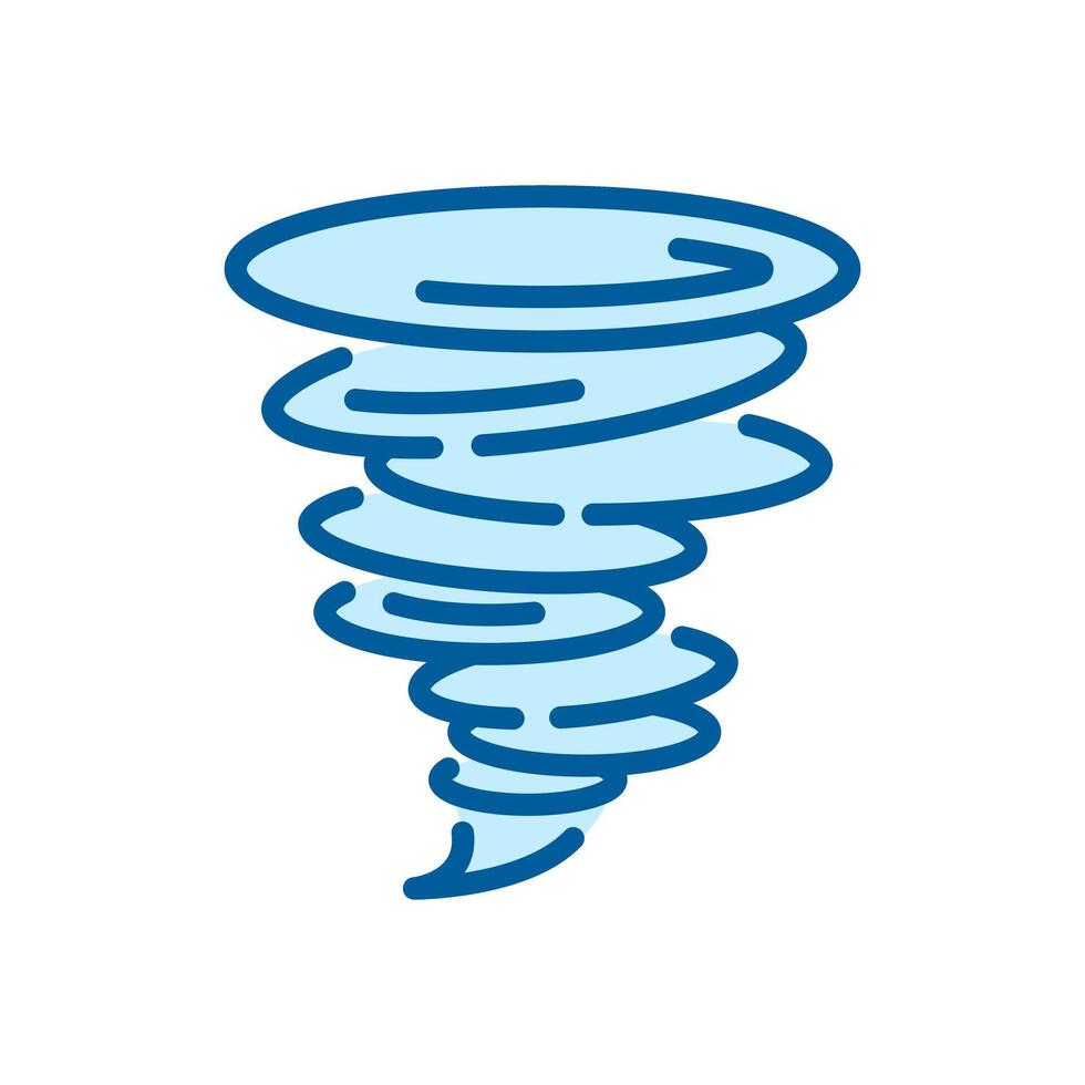 Tornado RGB color icon. Weather forecast. Swirling wind funnel. Windstorm. Destructive force of nature. Severe weather. Isolated illustration. Simple filled line drawing. Editable stroke vector