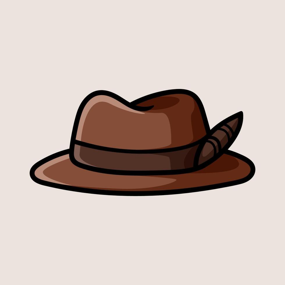 old leather hat isolated colored drawing line art style design illustration vector
