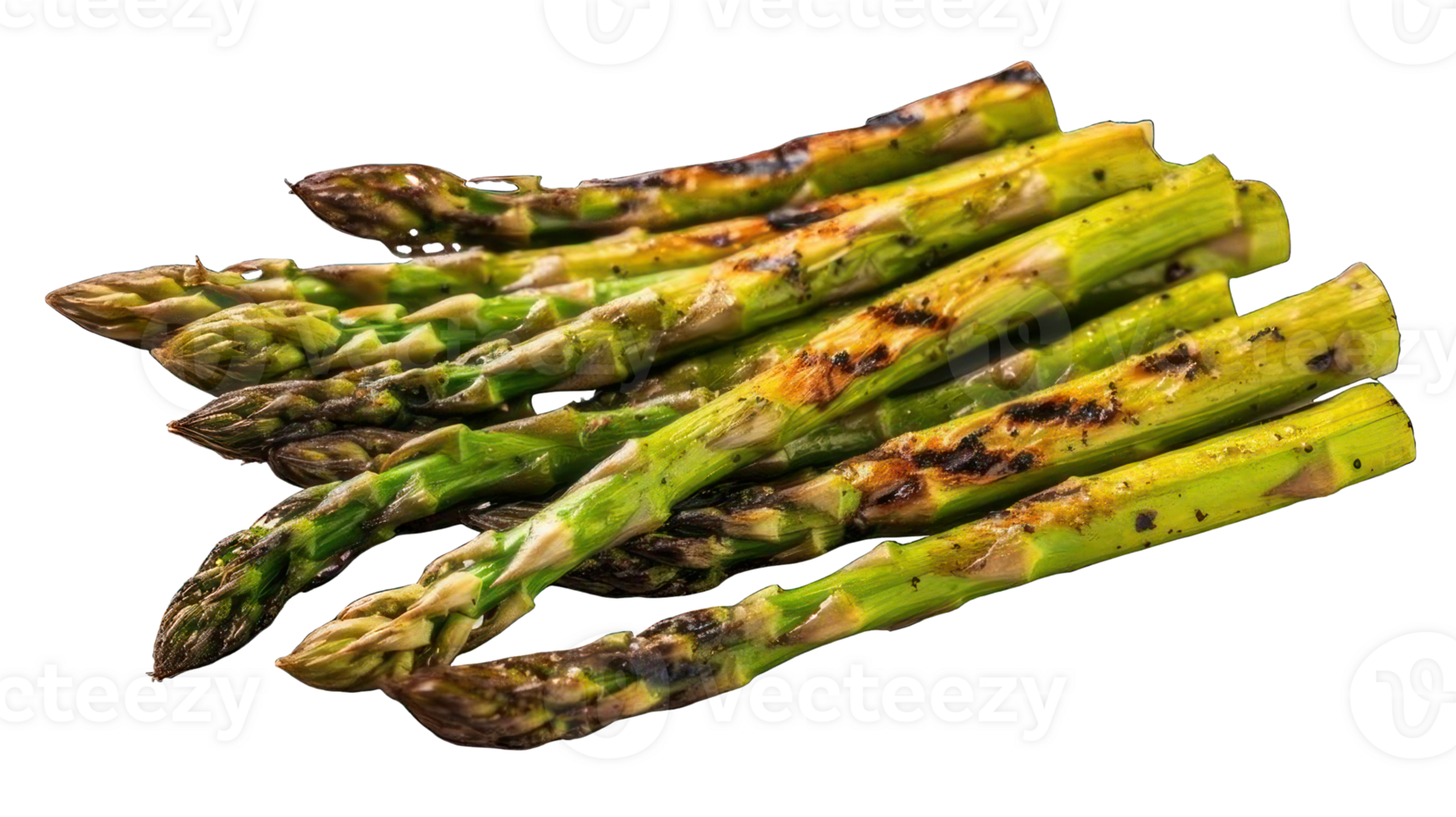 Collection of . Grilled Shoots of Asparagus, isolated on a transparency background. png