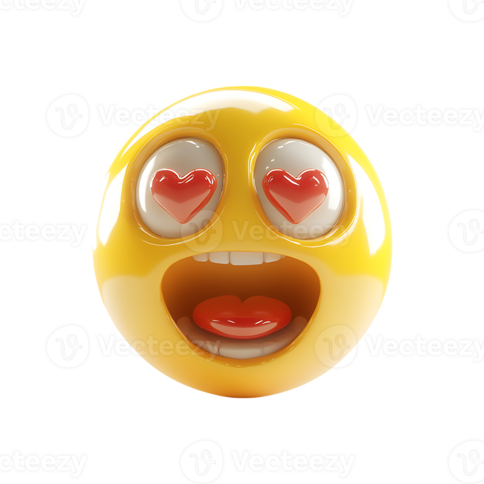 3d icon of emoji with hearts love reacts png