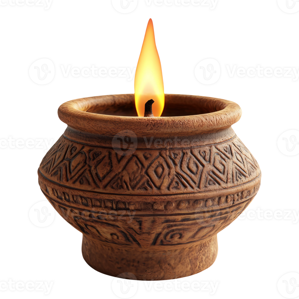 Clay Pot with Flame on Transparent Background png