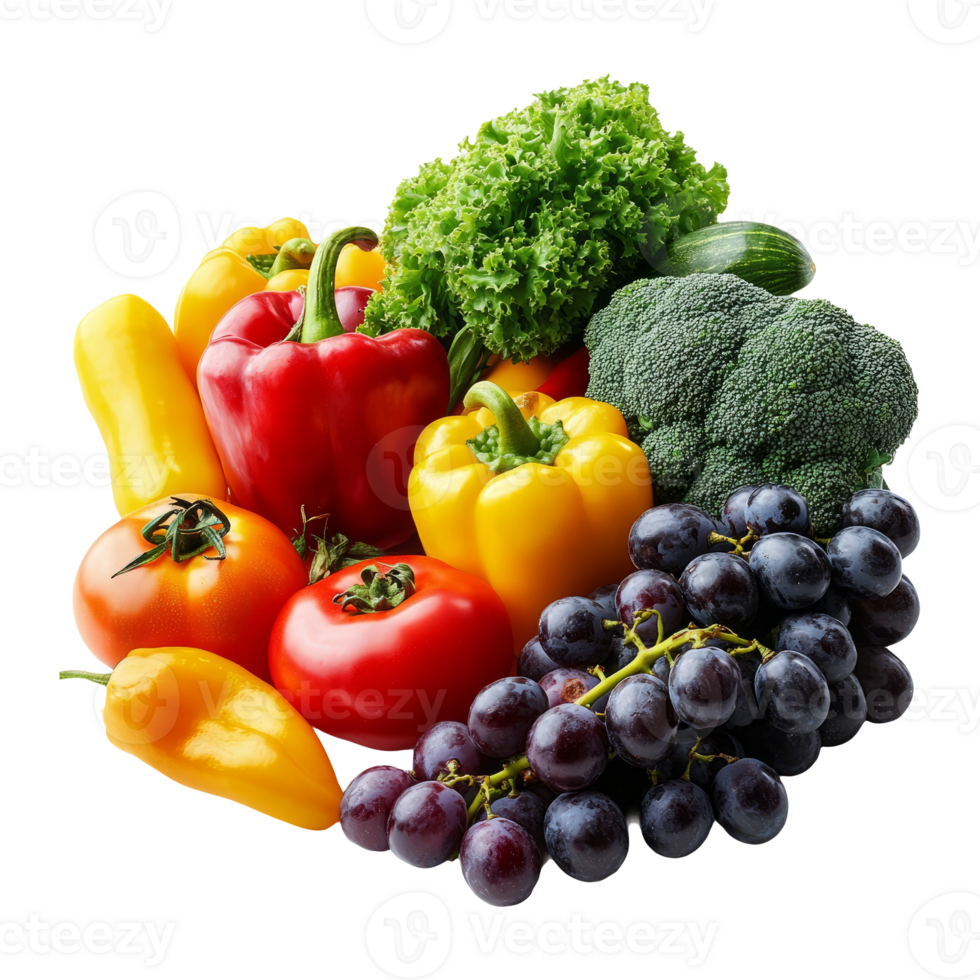 Fresh Vegetables and Fruits on Transparent Background png