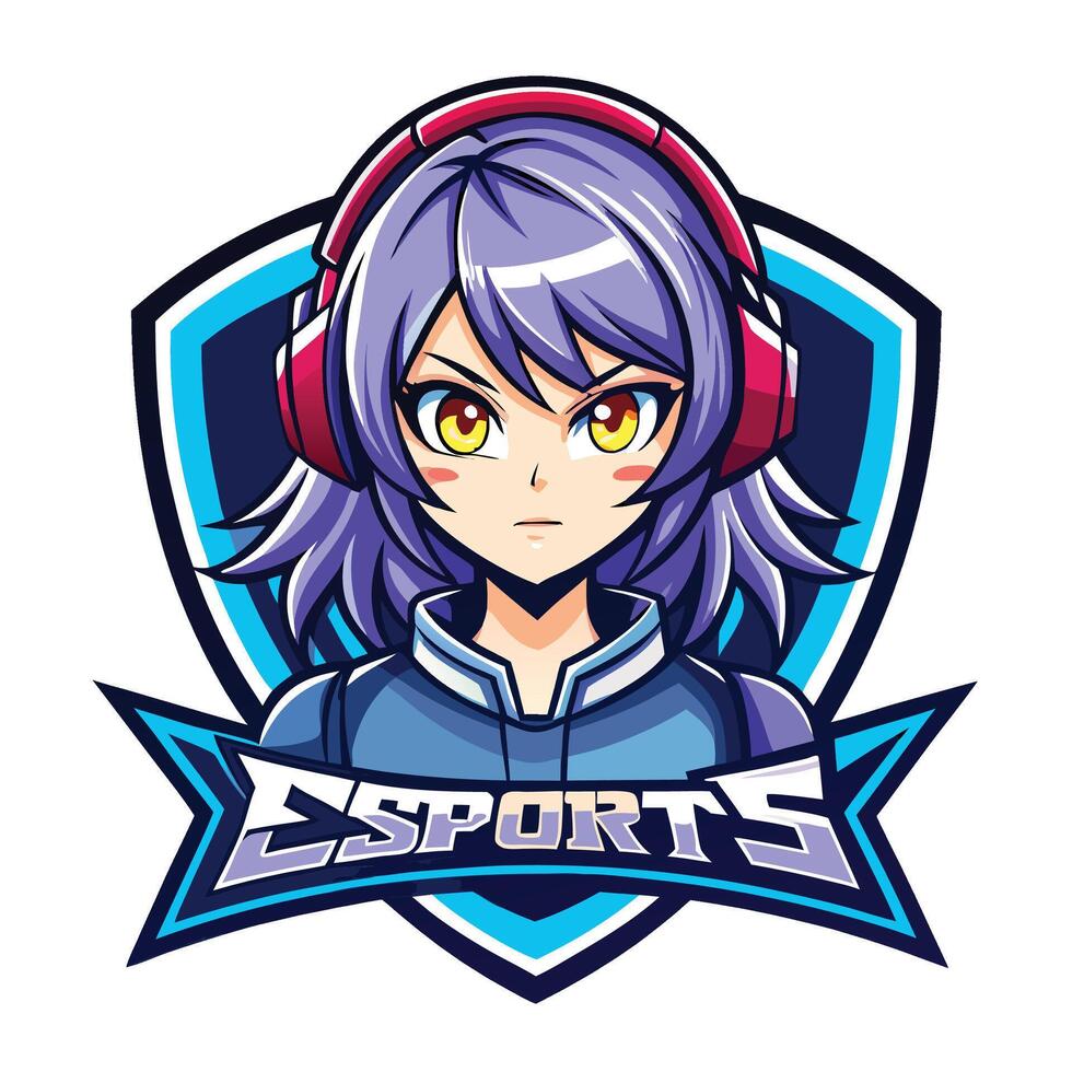 a girl with headphones on her head in the logo for esports vector