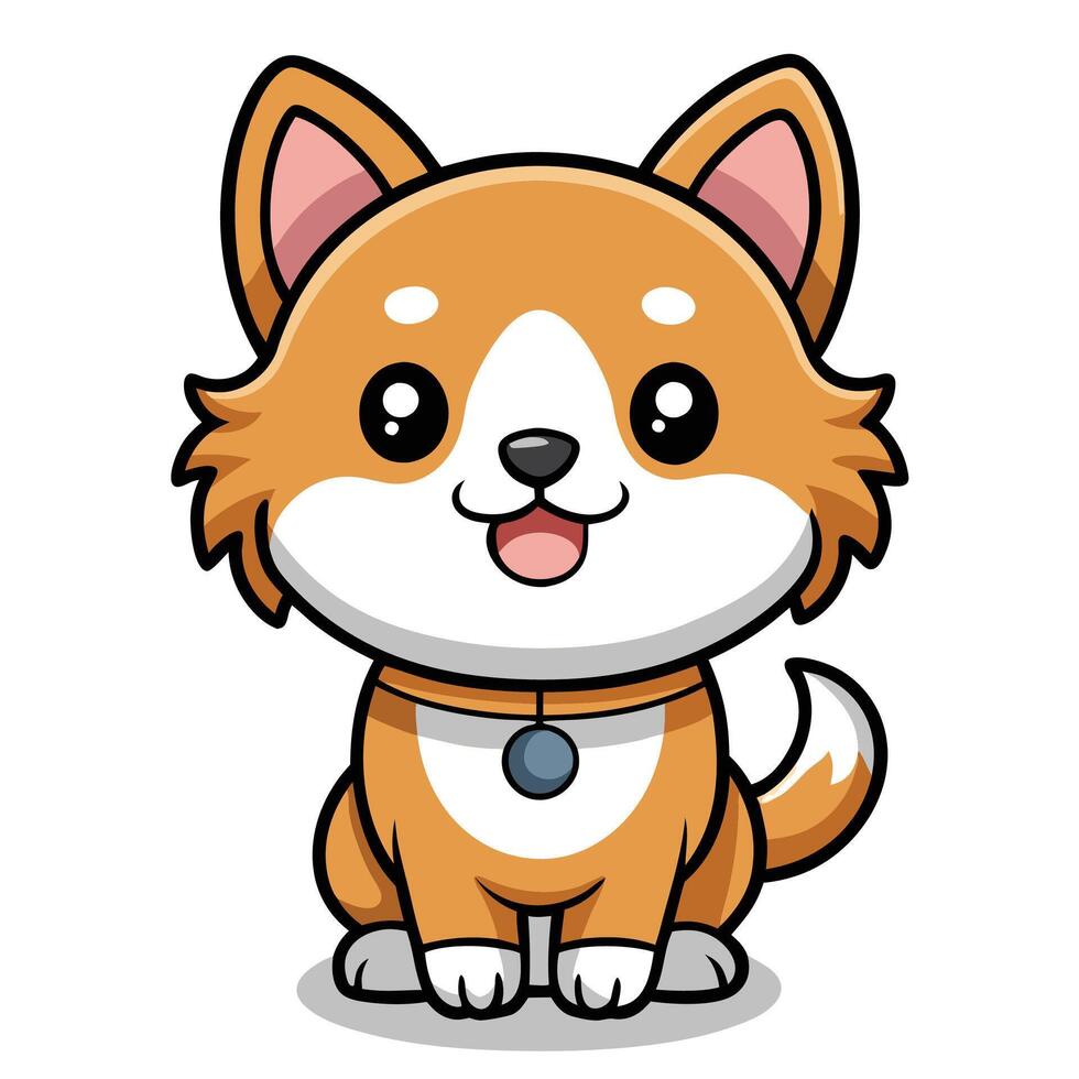 a cartoon dog with a collar and a smile vector