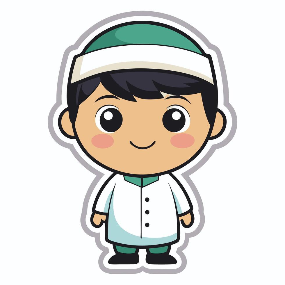 a cartoon boy in a white uniform vector