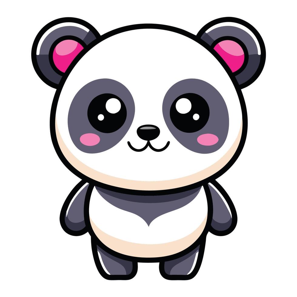 a cartoon panda bear with pink eyes and pink nose vector
