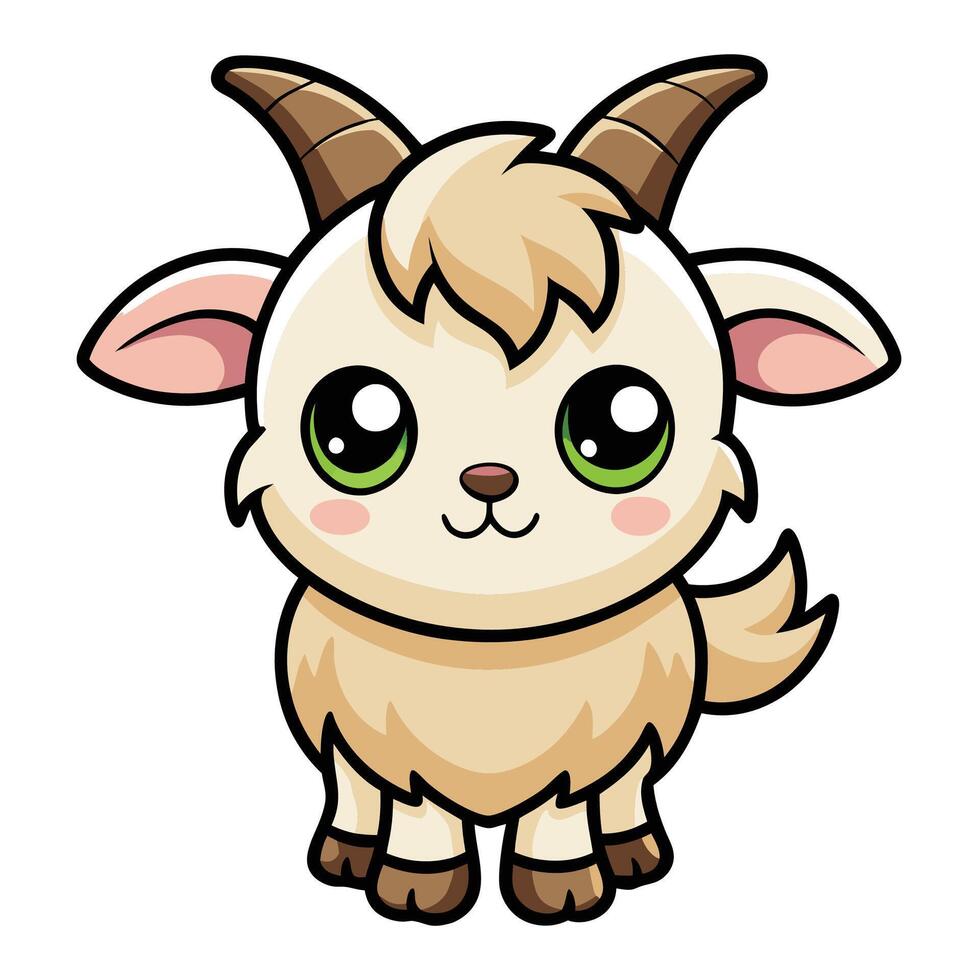 a cartoon goat with big eyes and horns vector
