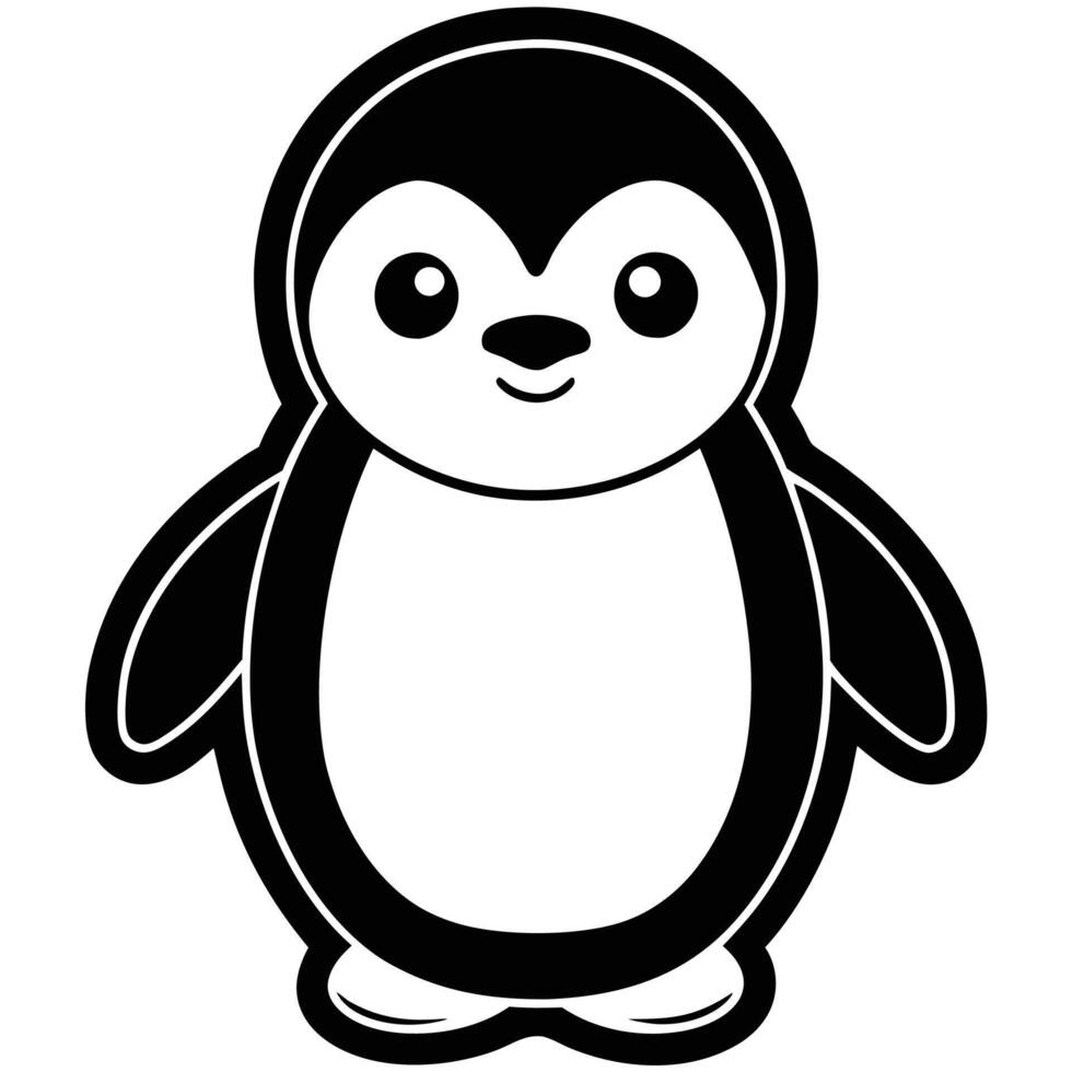 a penguin is shown in a black and white design vector