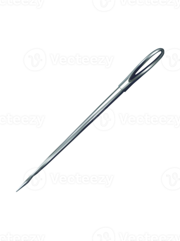 Close-up of a Sharp Sewing Needle with Eye, png