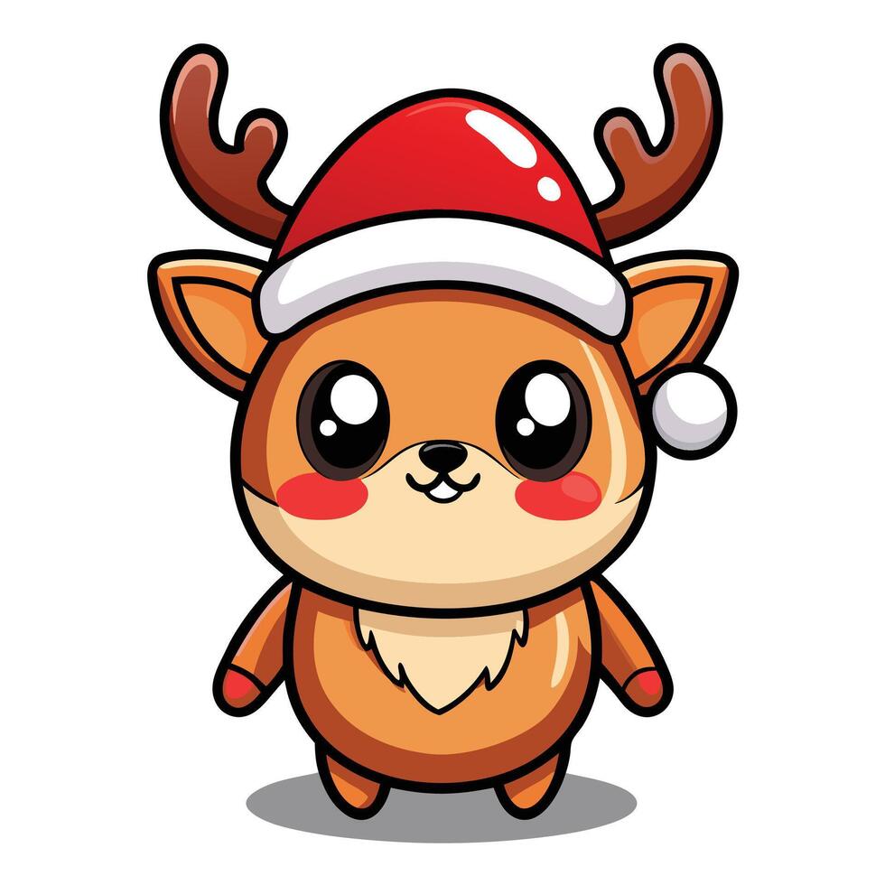 cute christmas deer illustration vector