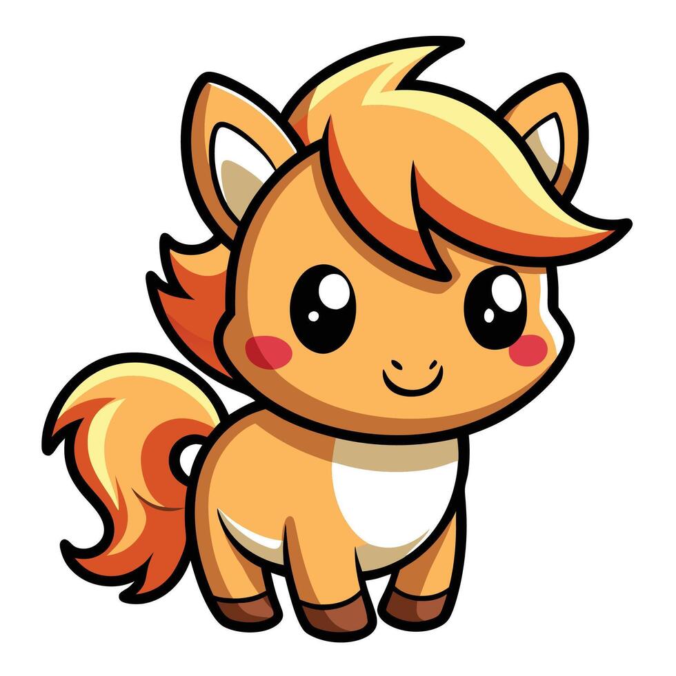 a cartoon pony with orange hair and a big smile vector