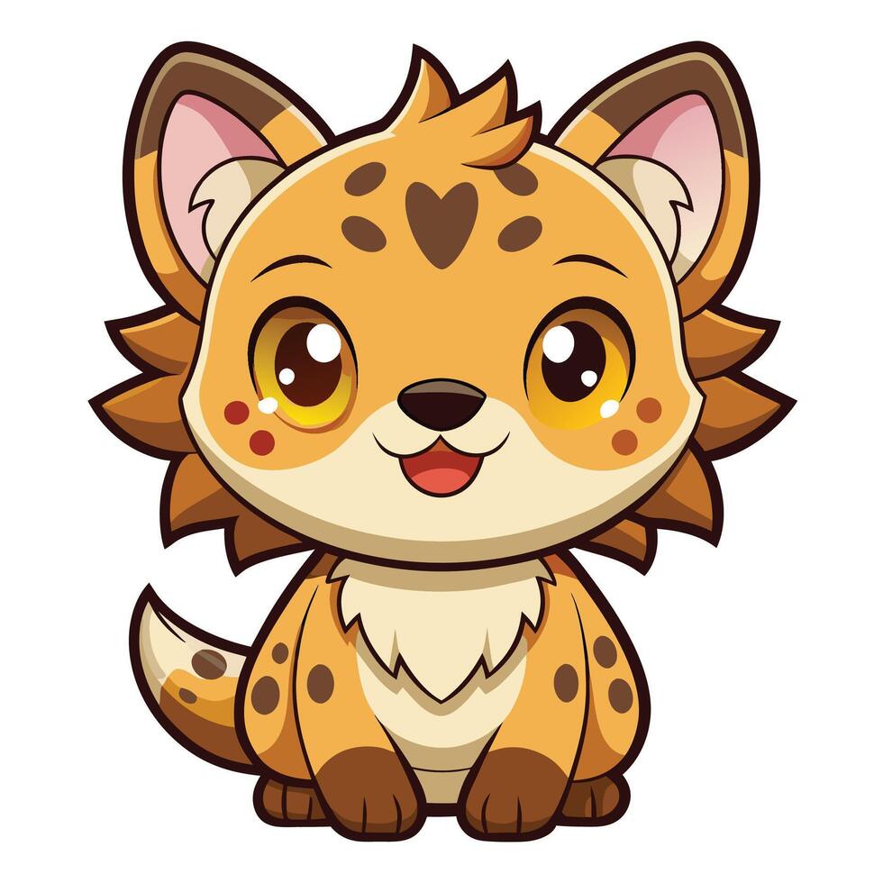a cartoon cheetah with big eyes and a heart on its chest vector