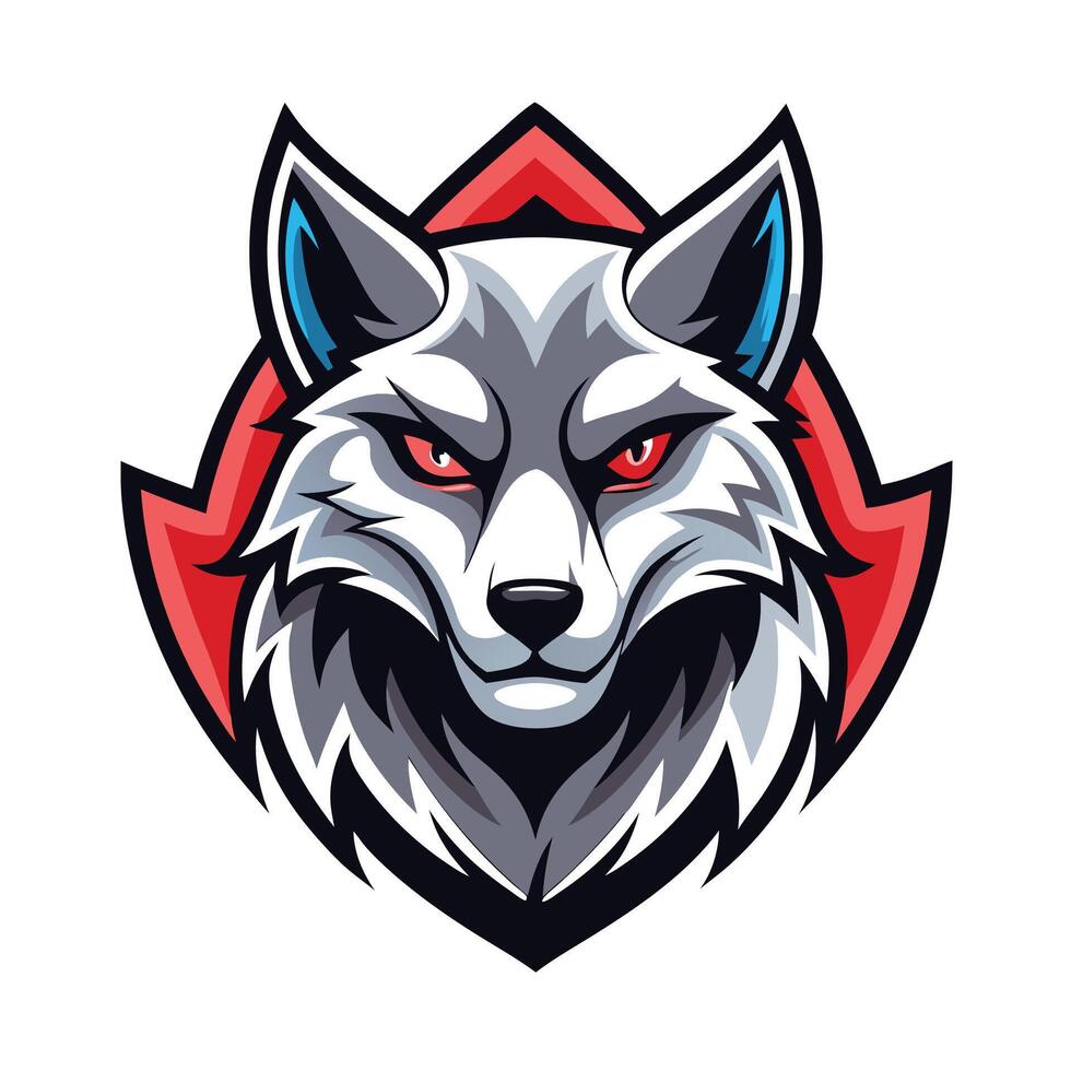 the wolf mascot head is shown on a white background vector