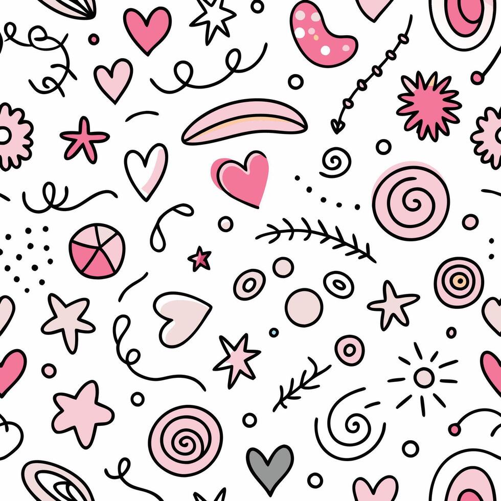 seamless pattern with hearts, stars and hearts vector
