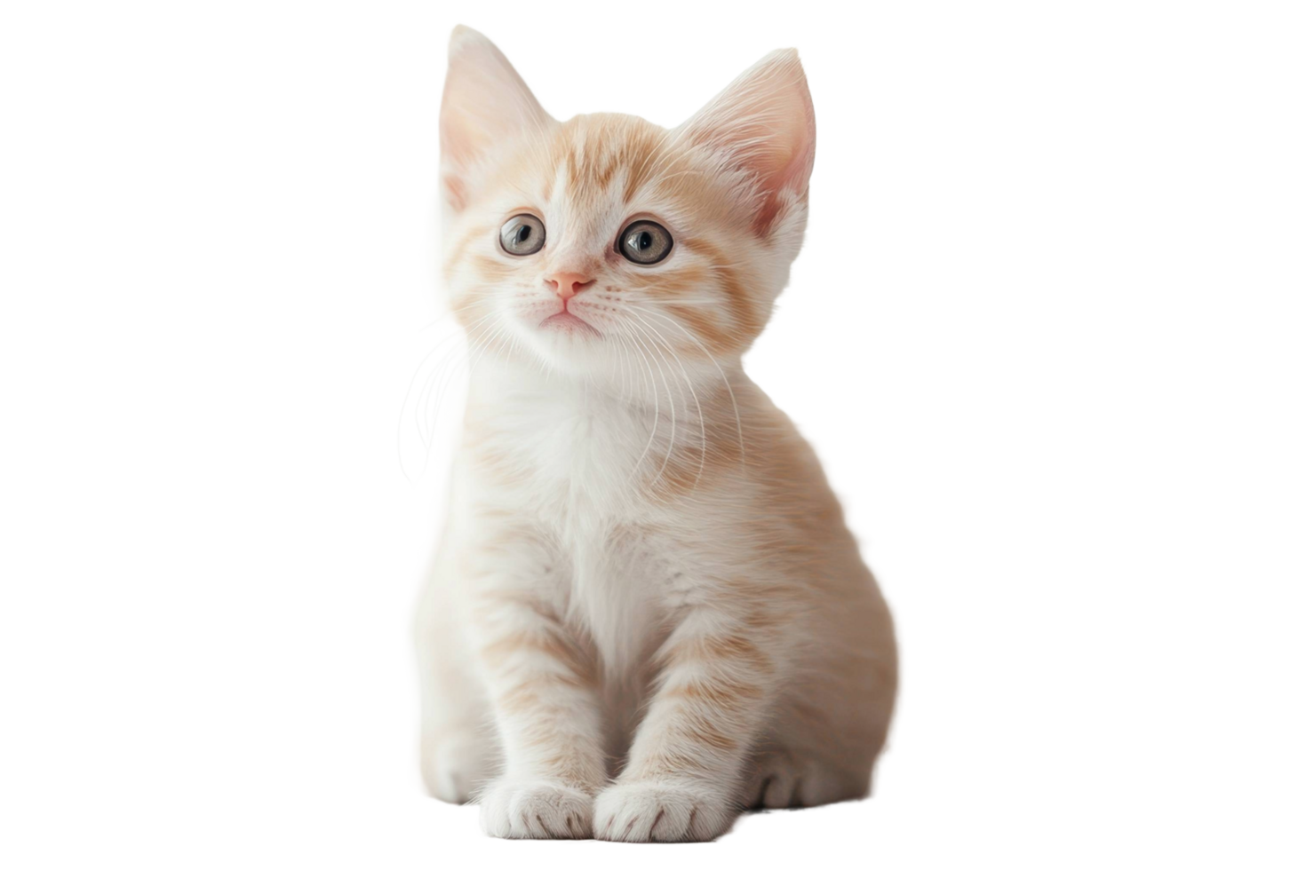 Adorable Orange Tabby Kitten Sitting and Looking Up png
