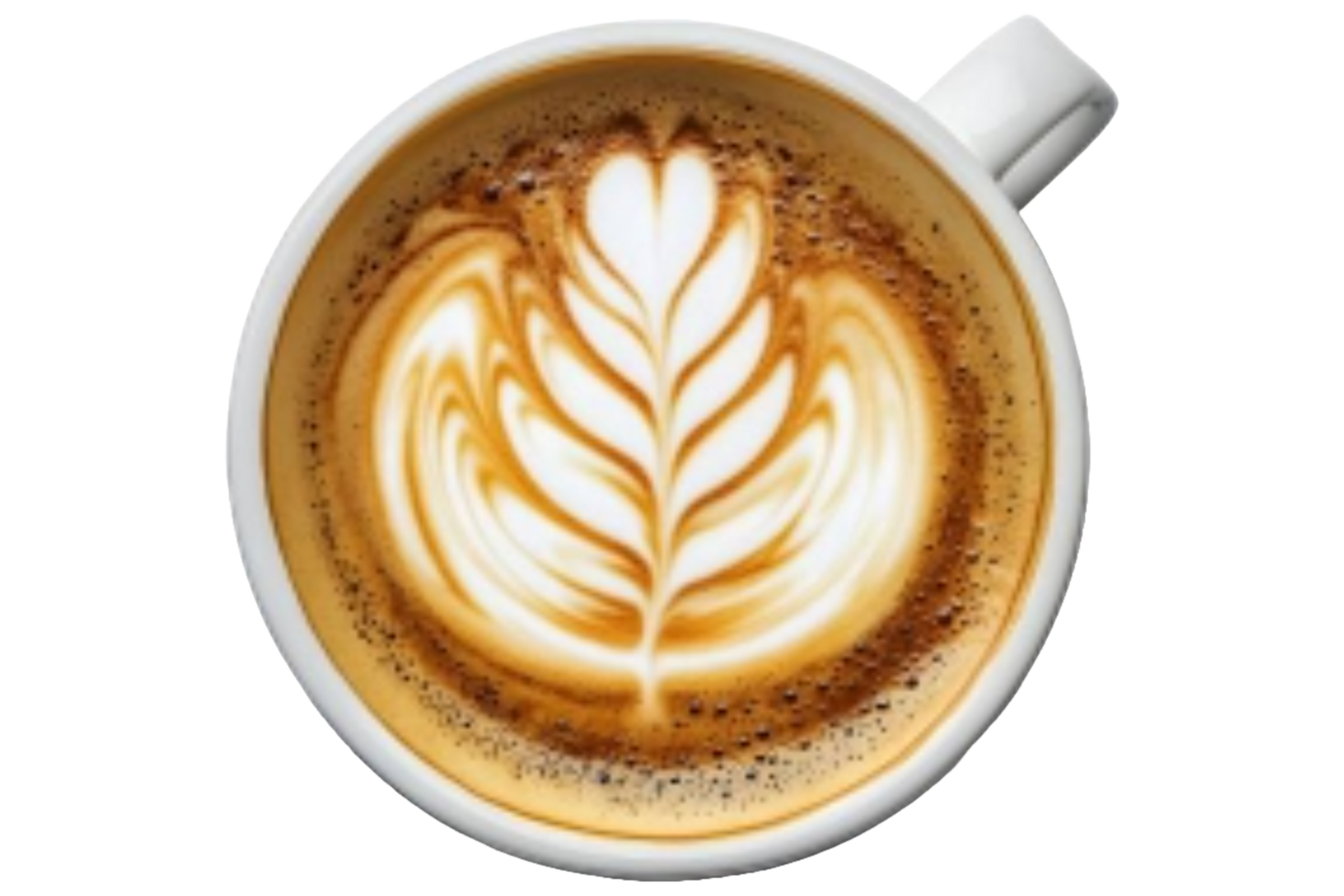 A Latte Cup Shows Delicate Leaf Art Design png